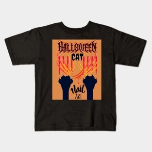 Halloween Cat Nail Art Kids T-Shirt